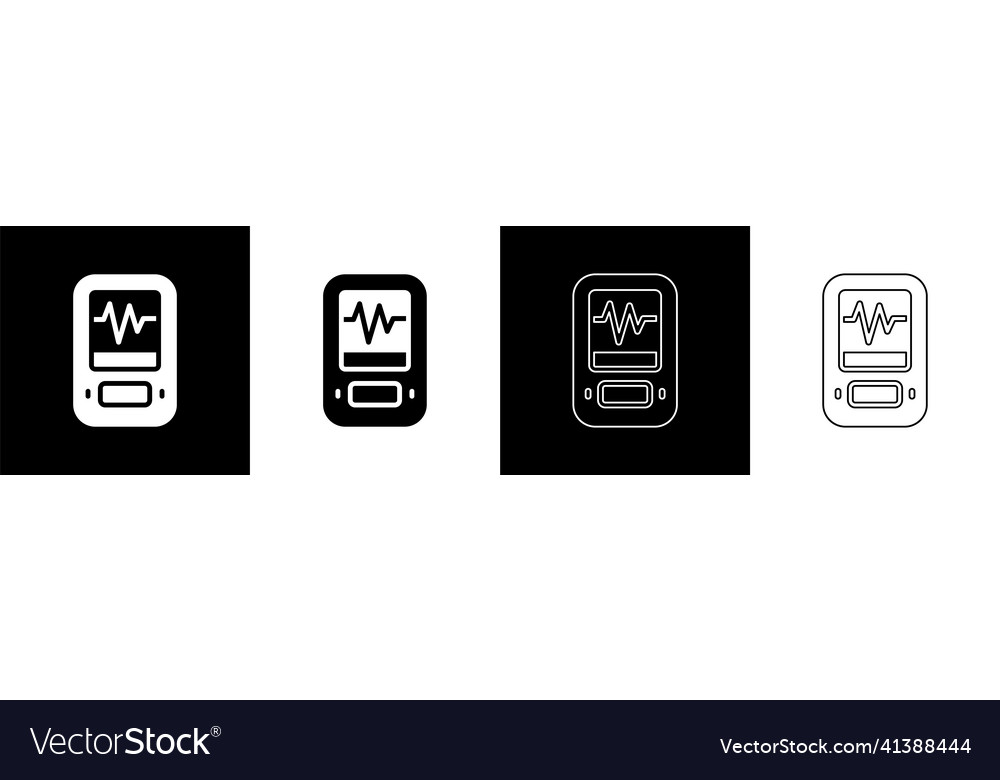 Set seismograph icon isolated on black and white