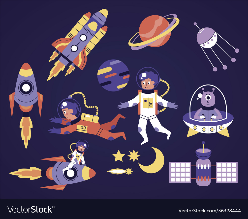 Space set icons pattern background vector image Space set icons pattern background