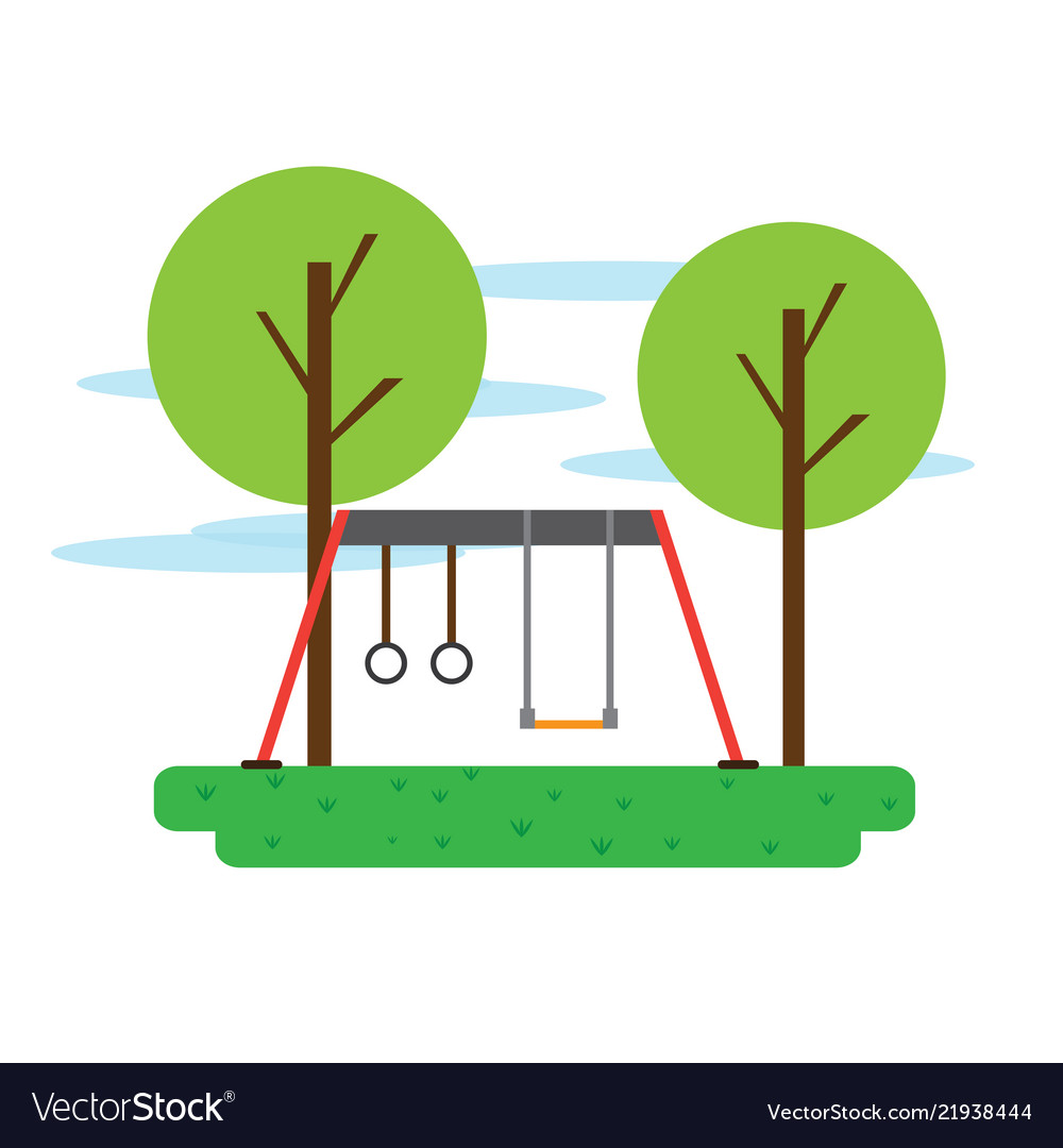 View of a public playground with swing