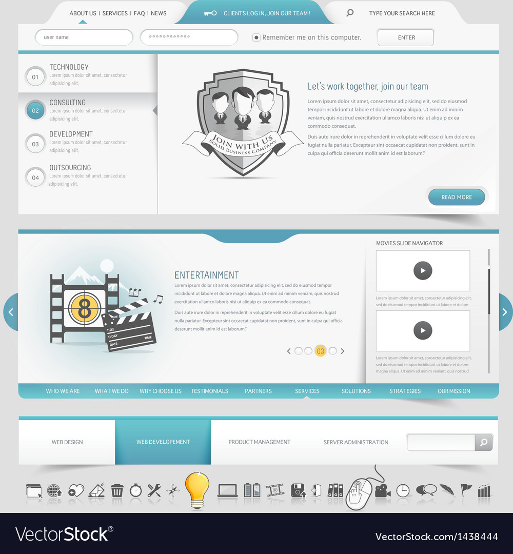 Web site template navigation elements