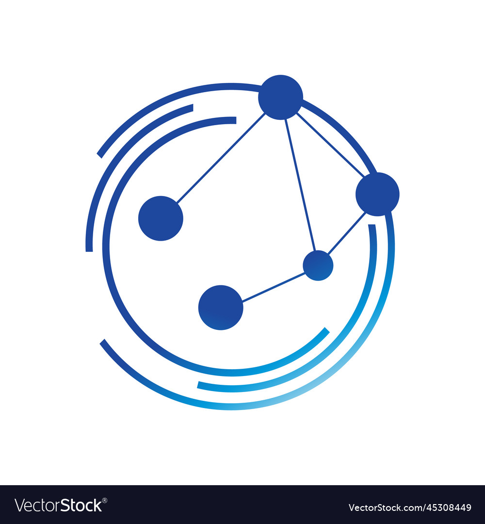 Blue circle with dots orbit planet logo tech Vector Image