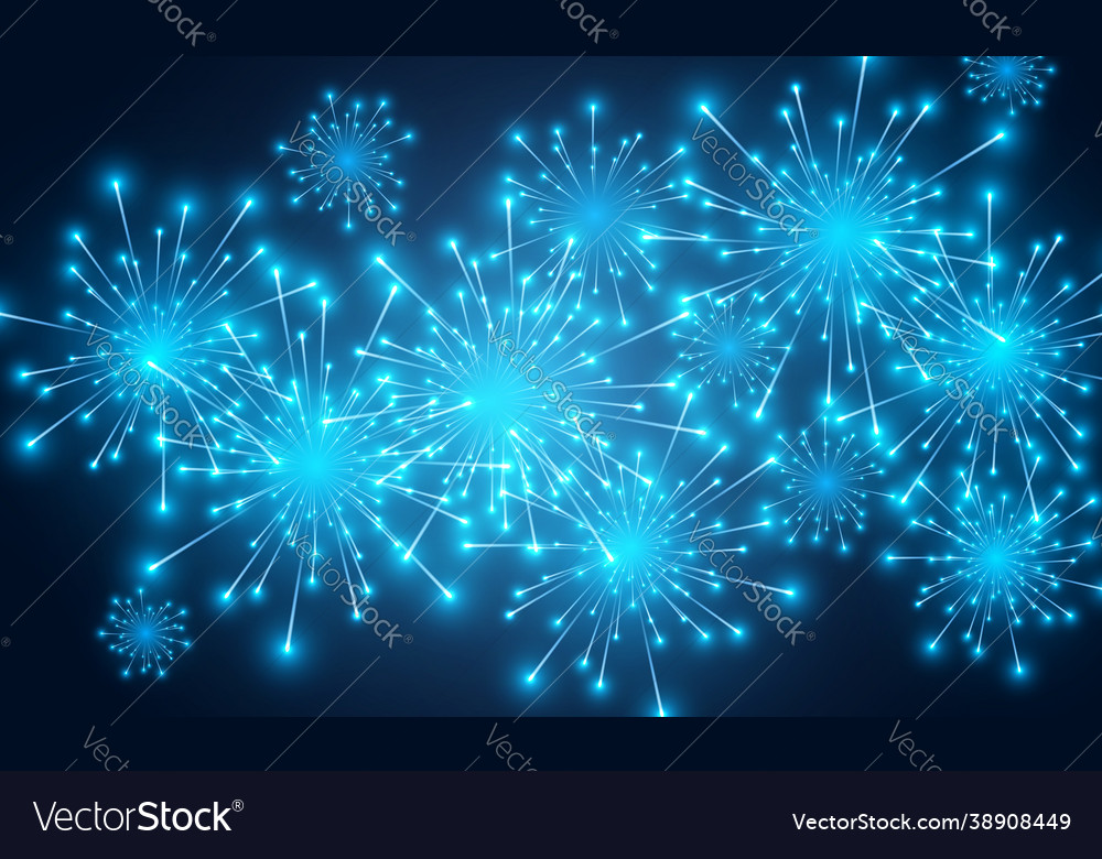 Blue festive fireworks and new year sparkle Vector Image