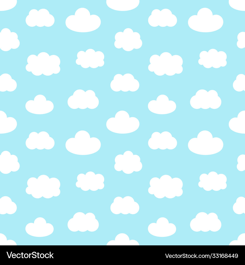 Blue sky with cute clouds seamless pattern Vector Image