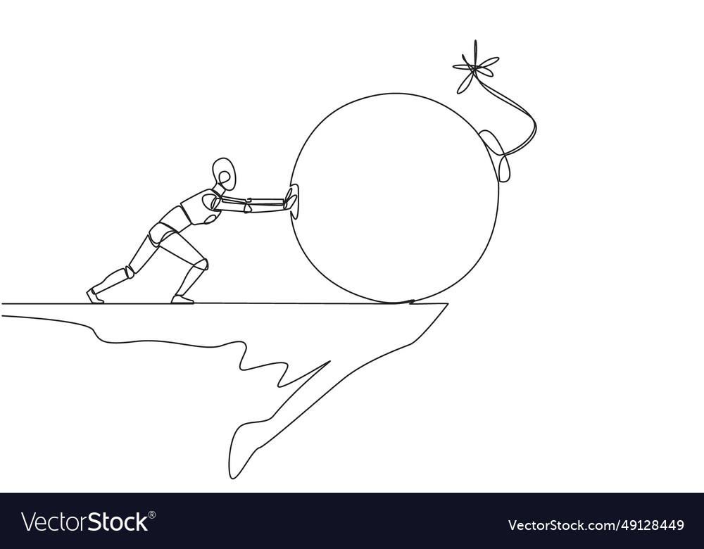 Continuous one line drawing robot pushes large vector image Continuous one line drawing robot pushes large