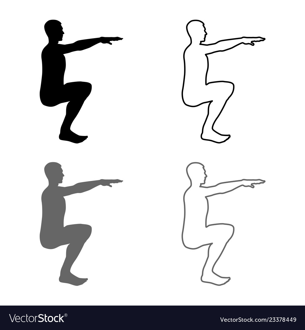 Crouching man doing exercises crouches squat Vector Image Crouching man doing exercises crouches squat