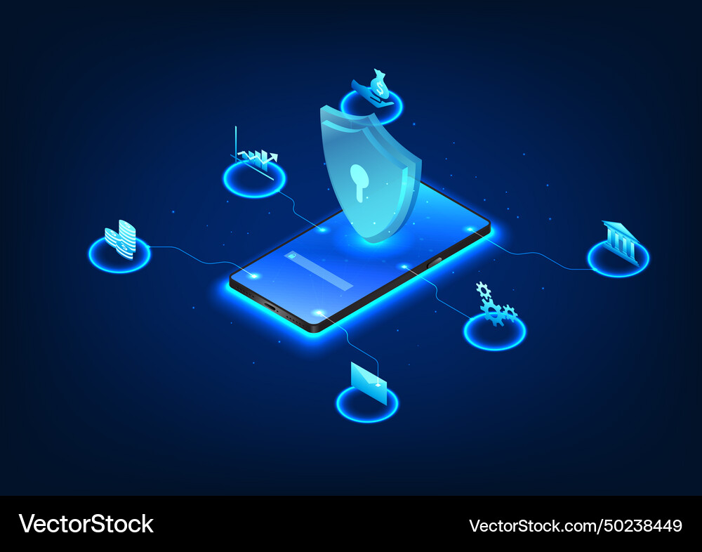 Cybersecurity technology built into smartphones Vector Image