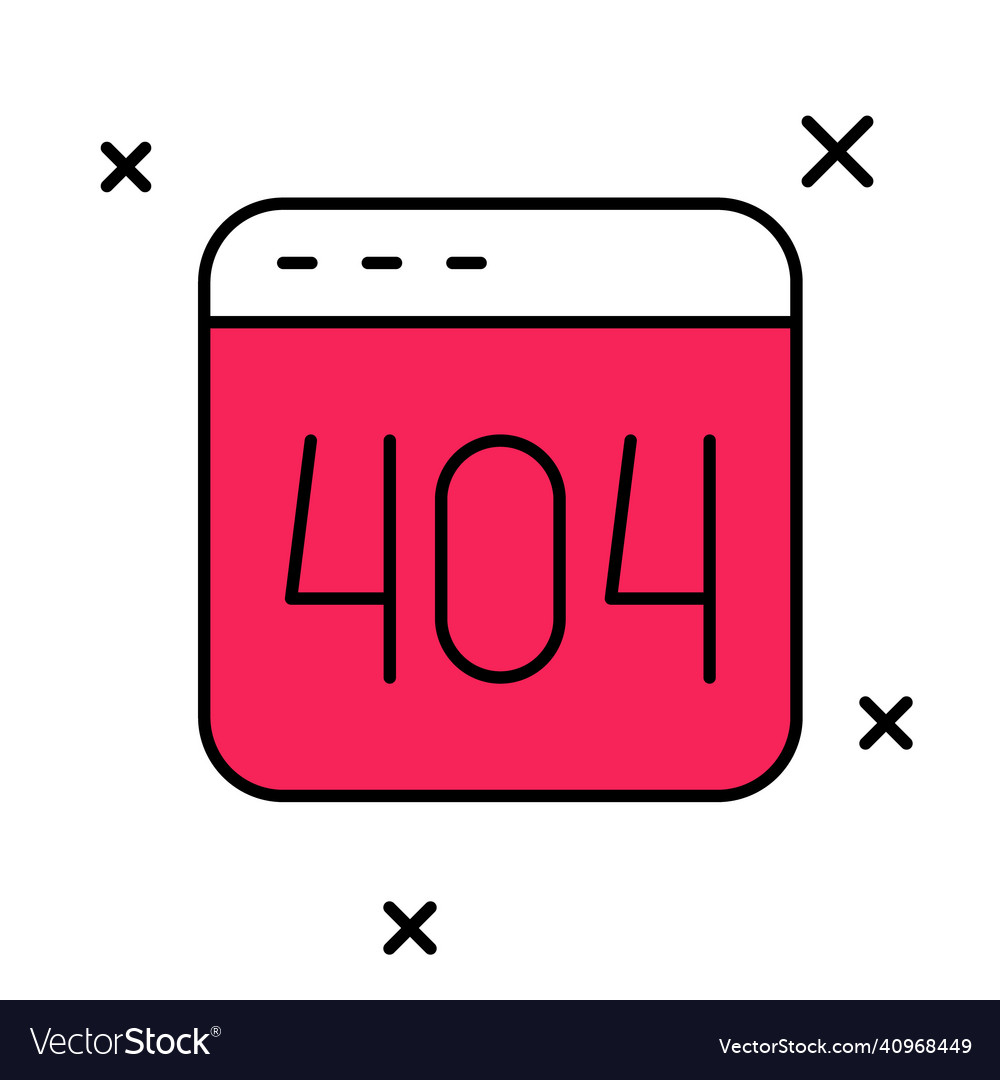 Filled outline page with a 404 error icon isolated Vector Image Filled outline page with a 404 error icon isolated