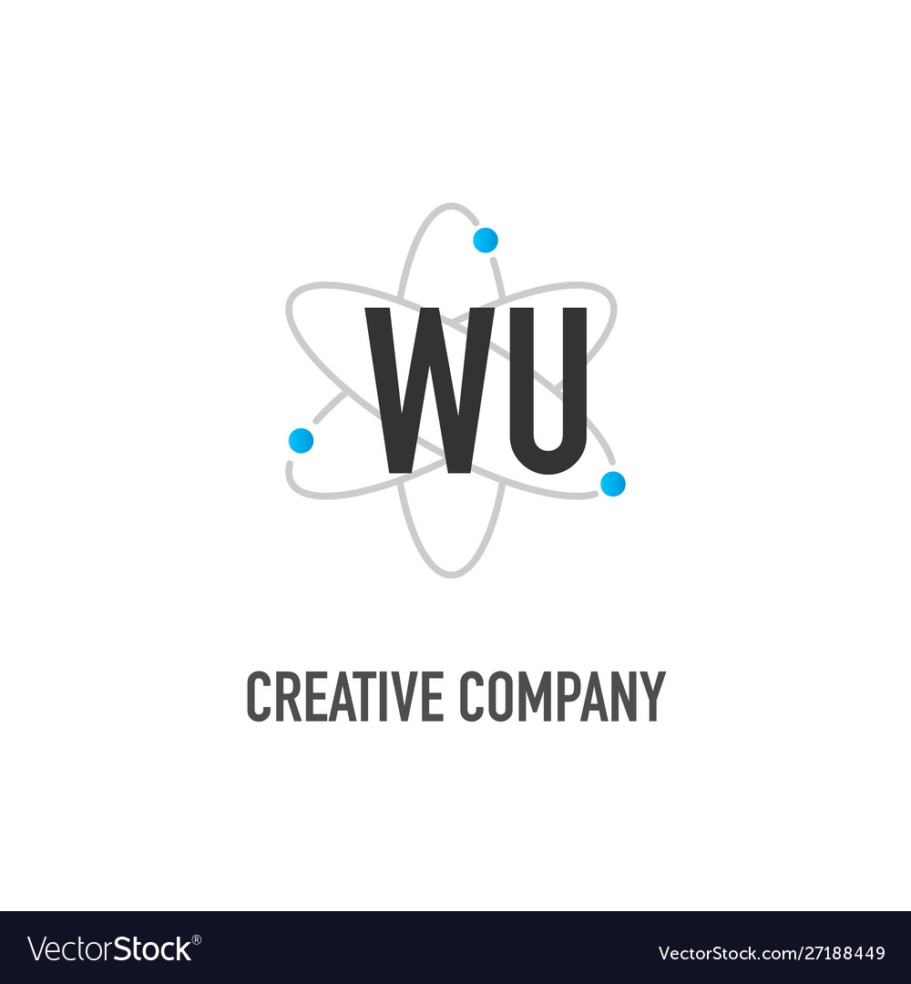 Ursprünglicher Buchstabe wu atom neutron design logo