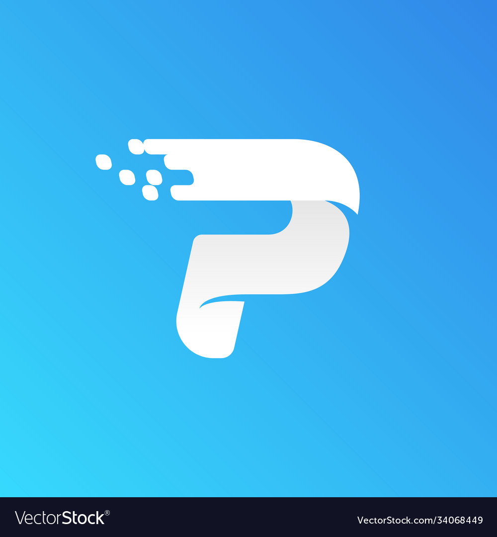 letter-p-fast-speed-logo-with-checkered-pixels-vector-image