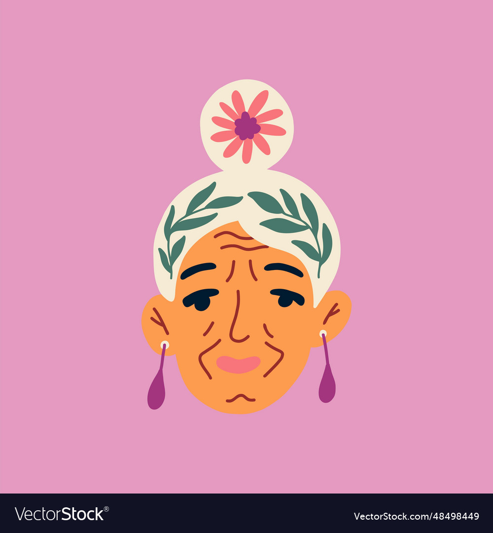 Portrait of senior woman with flowers avatar