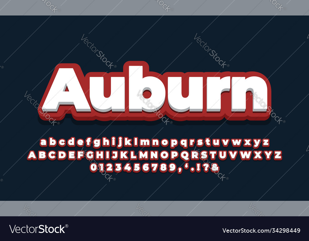 Red dark with white 3d font effect or text styles vector image Red dark with white 3d font effect or text styles