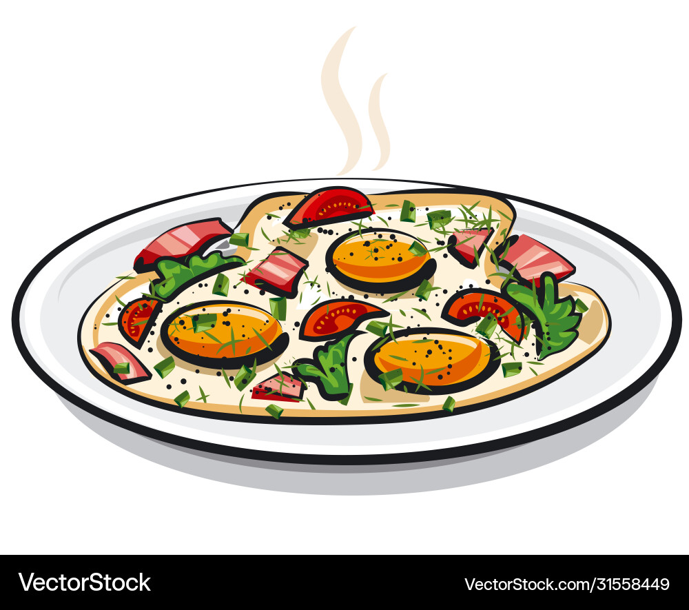 Scrambled fried eggs Royalty Free Vector Image