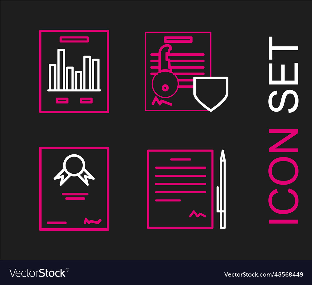 Set line contract with pen certificate template
