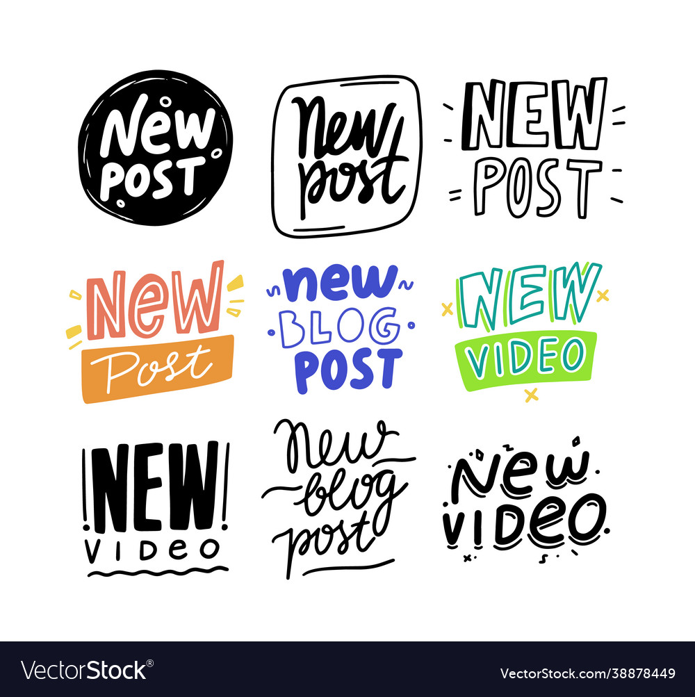 Set new post and video banners cartoon