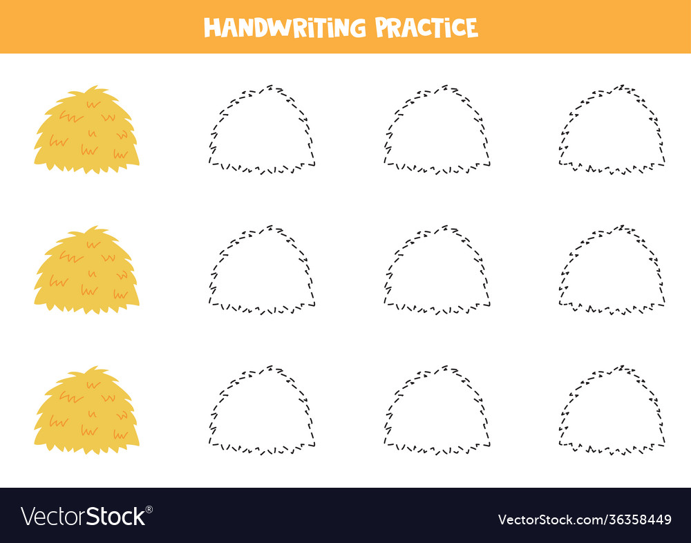 Trace lines with haystack writing practice