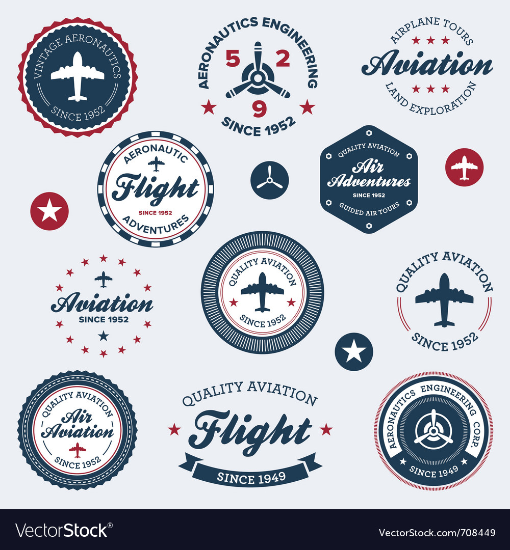 Vintage aeronautics labels Royalty Free Vector Image