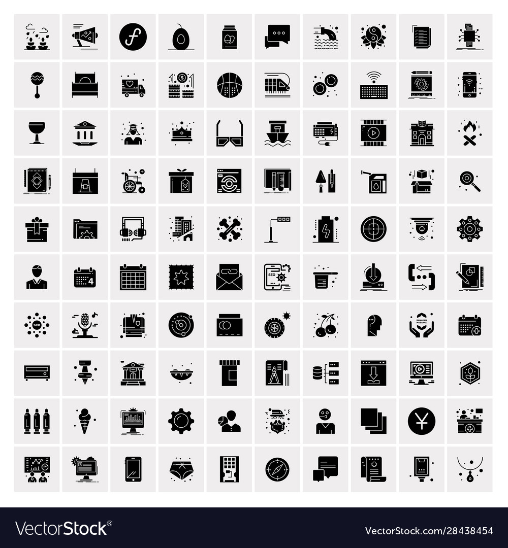 100 solid business icons for web and print