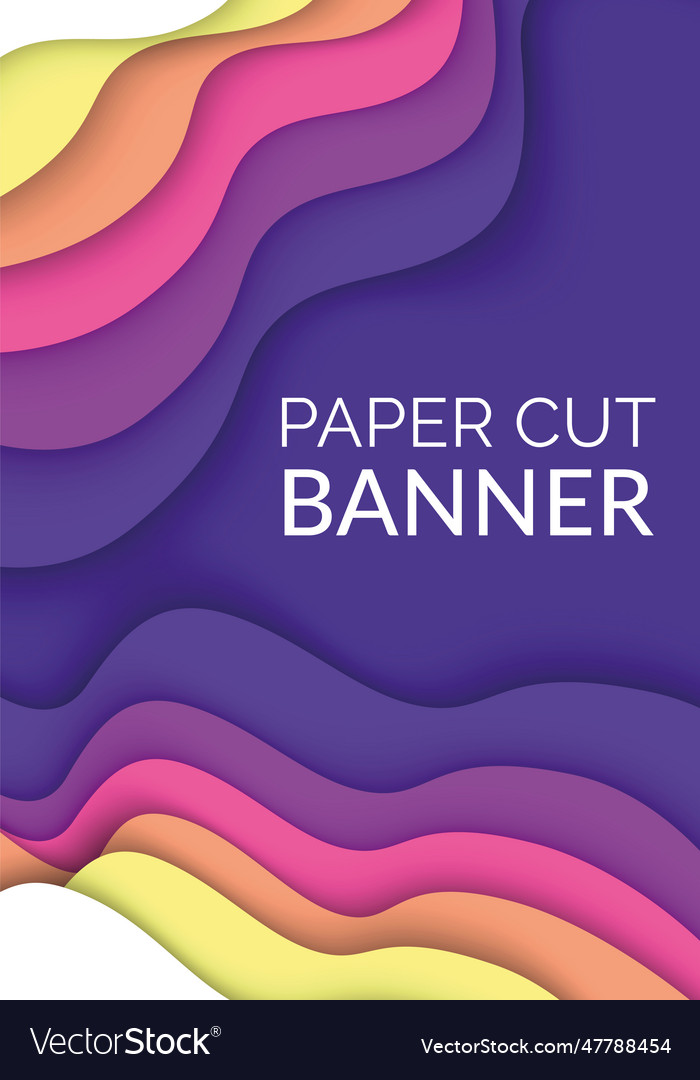 Abstract background with color waves paper art vector image Abstract background with color waves paper art