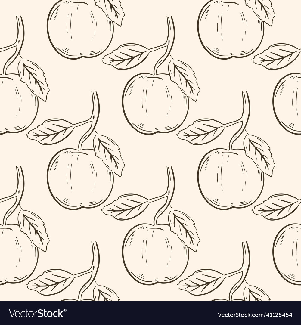 Apples sketch seamless pattern