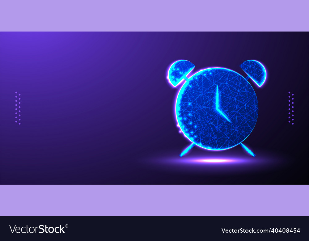 Clock timer time management low poly wireframe vector image Clock timer time management low poly wireframe