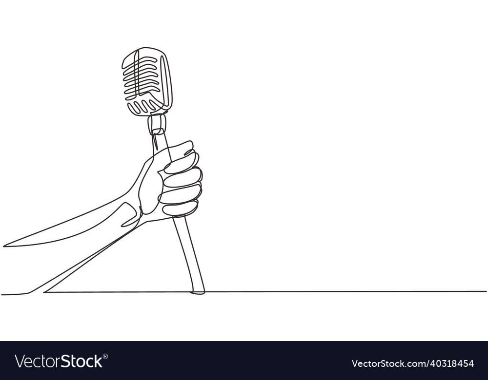 Continuous one line drawing hand with a retro Vector Image Continuous one line drawing hand with a retro