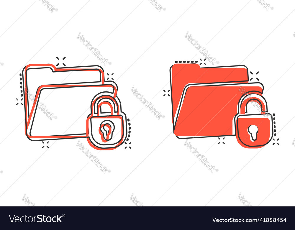 Files folder permission icon in comic style vector image Files folder permission icon in comic style