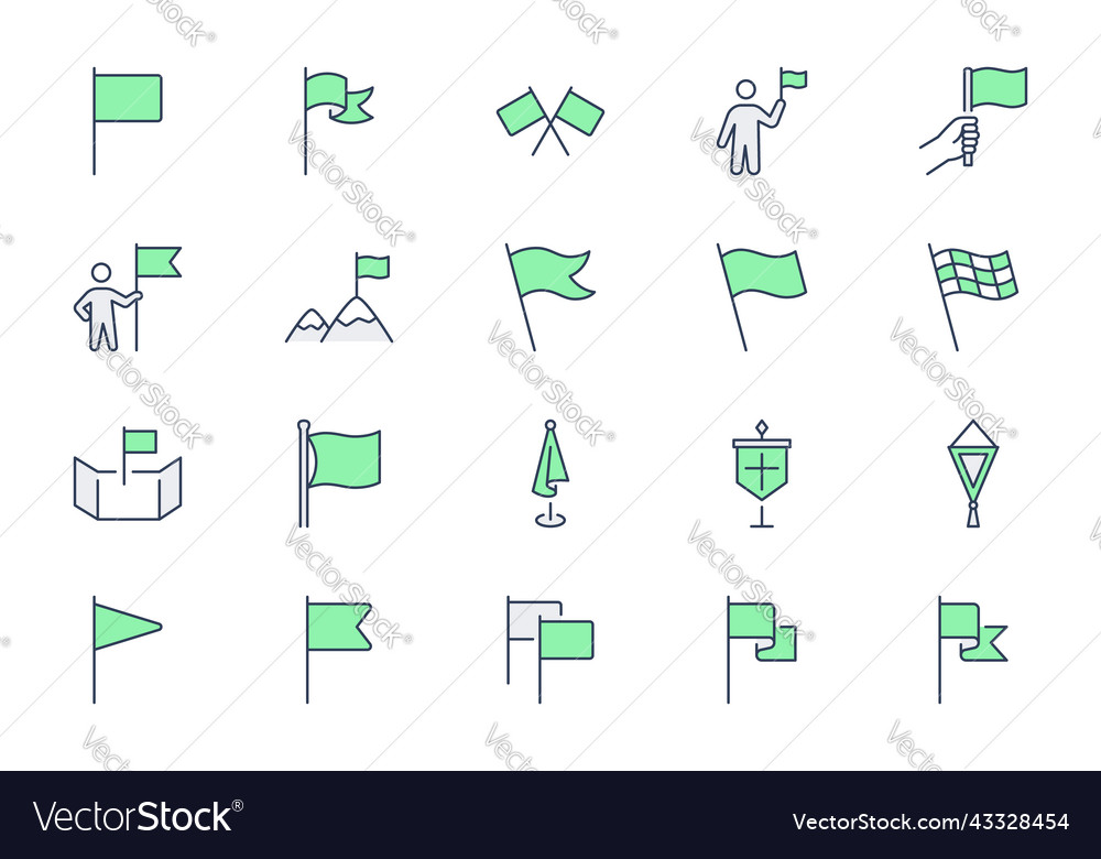 Flags line icons include icon Royalty Free Vector Image