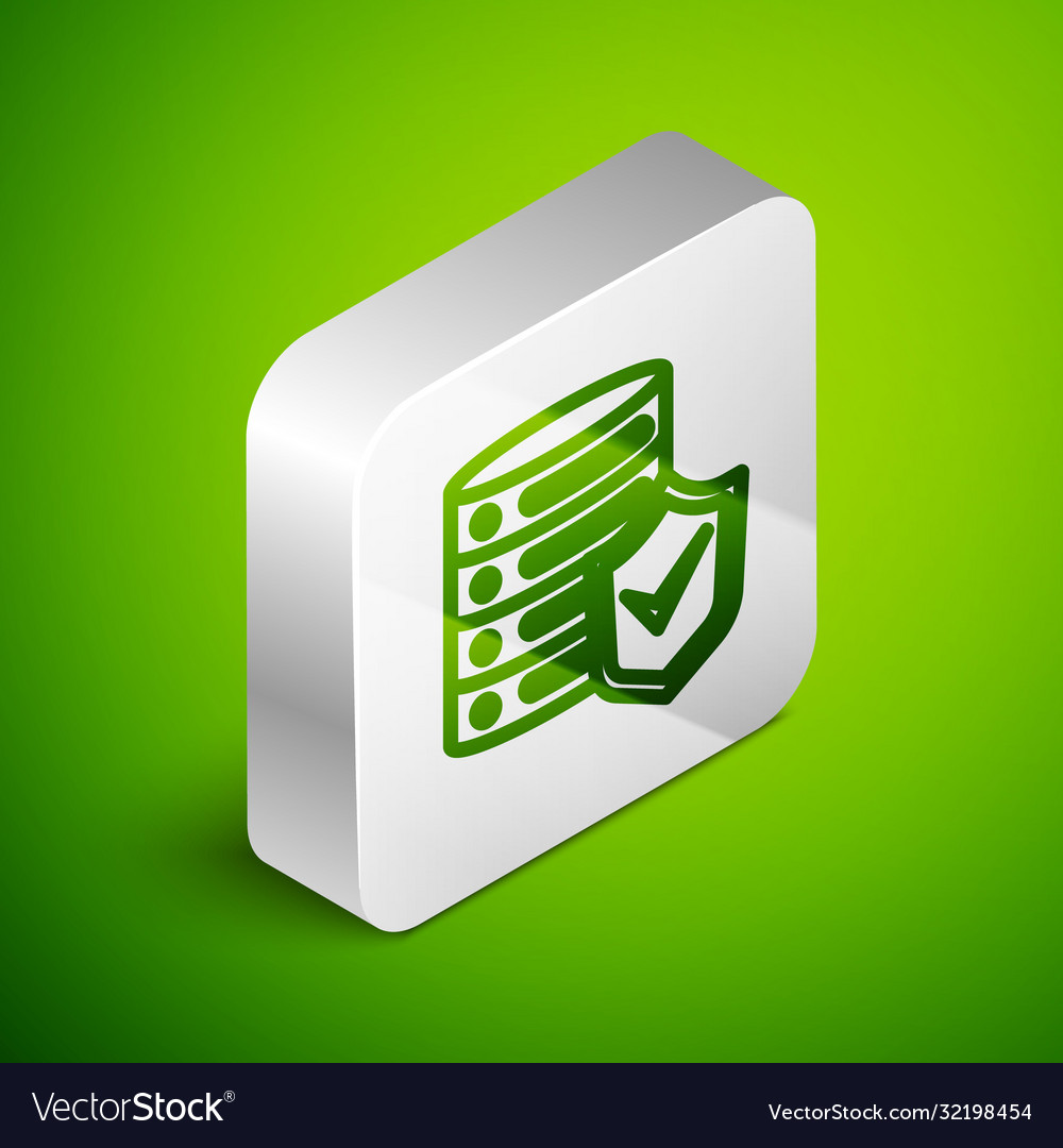 Isometric line server with shield icon isolated vector image Isometric line server with shield icon isolated