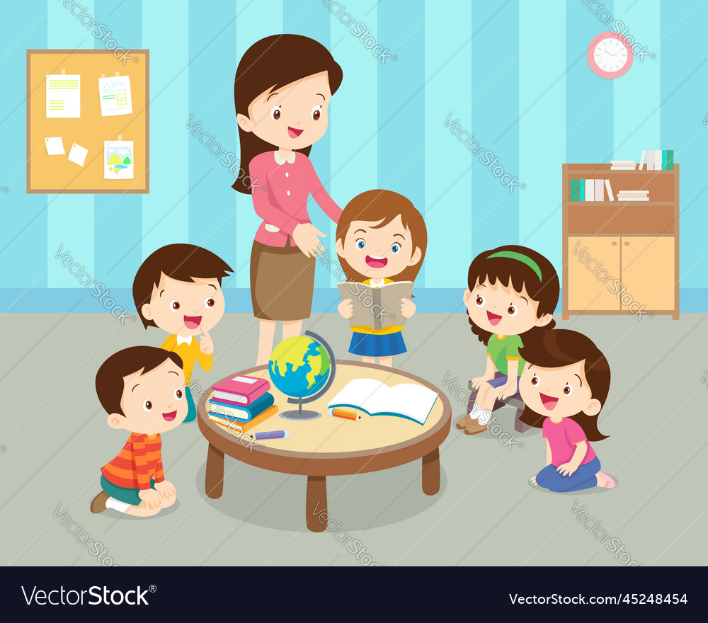 Kids and reading book 060 Royalty Free Vector Image