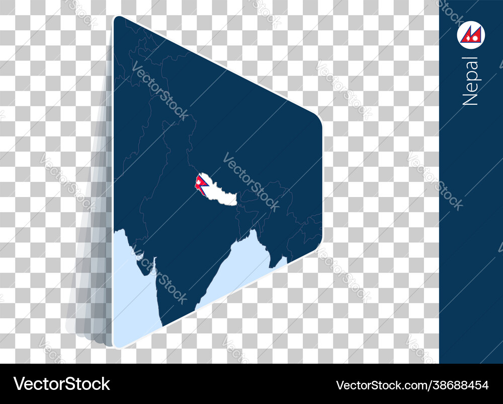 Nepal map and flag on transparent background Vector Image