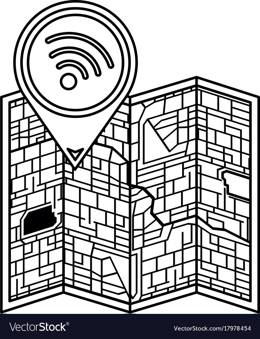 Paper map with pointer location isolated icon