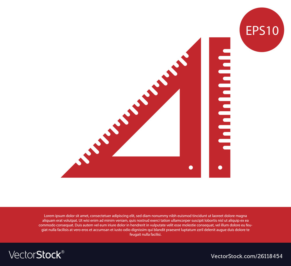 Red triangular ruler icon isolated on white vector image Red triangular ruler icon isolated on white