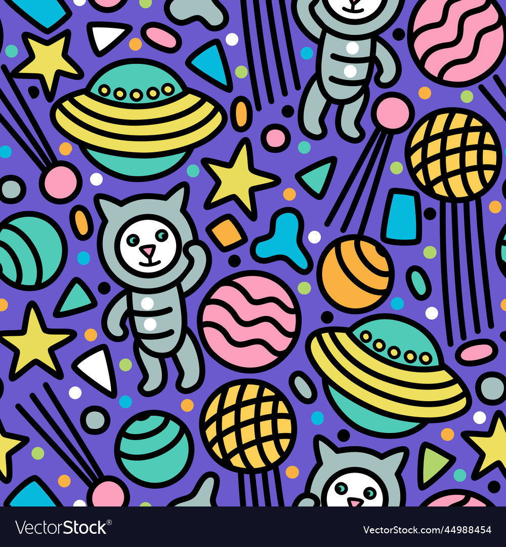 Seamless pattern with galactic spaceships vector image Seamless pattern with galactic spaceships
