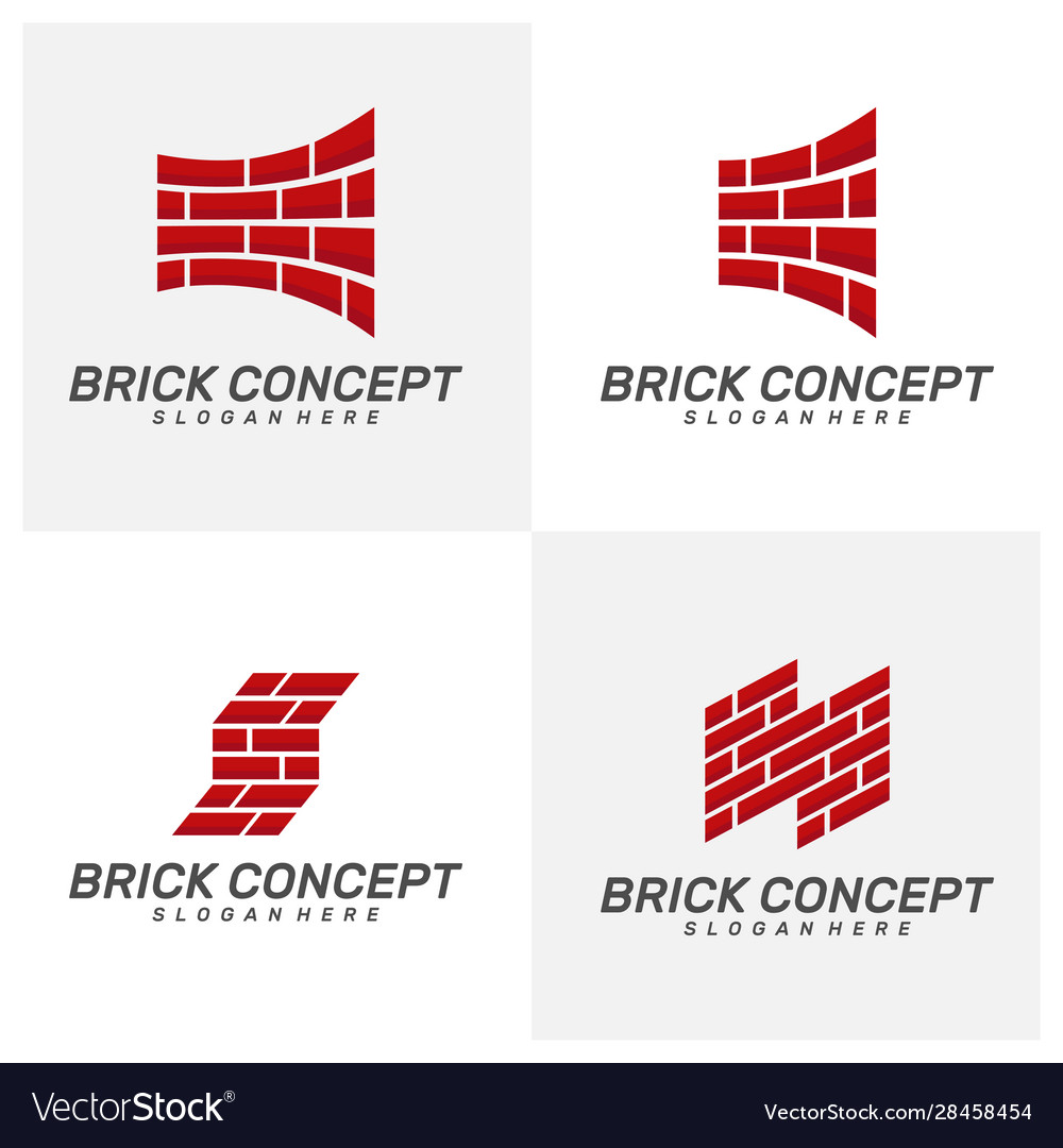 Set brick building logo design brickwork Vector Image