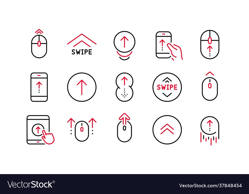 Swipe up line icons scrolling mouse landing page