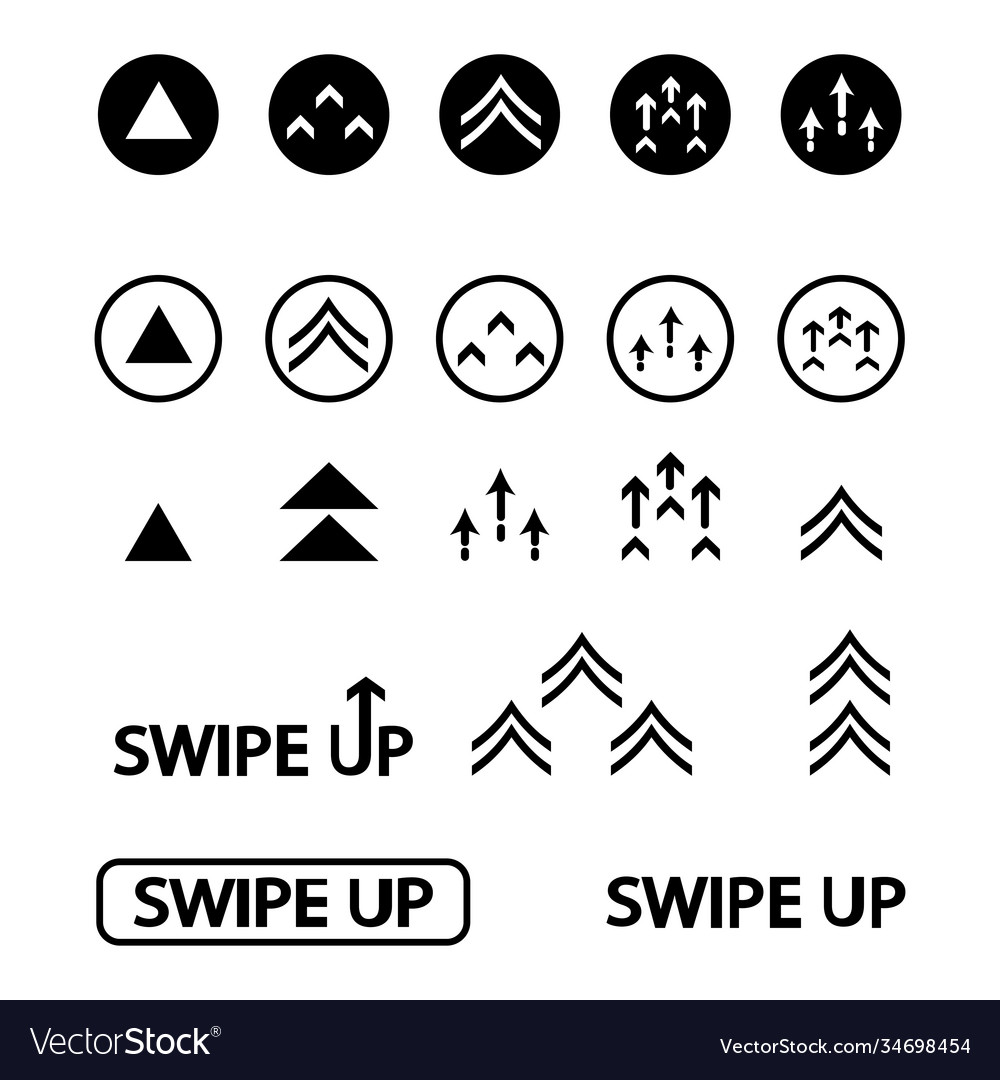 Swipe up set arrows and buttons for social