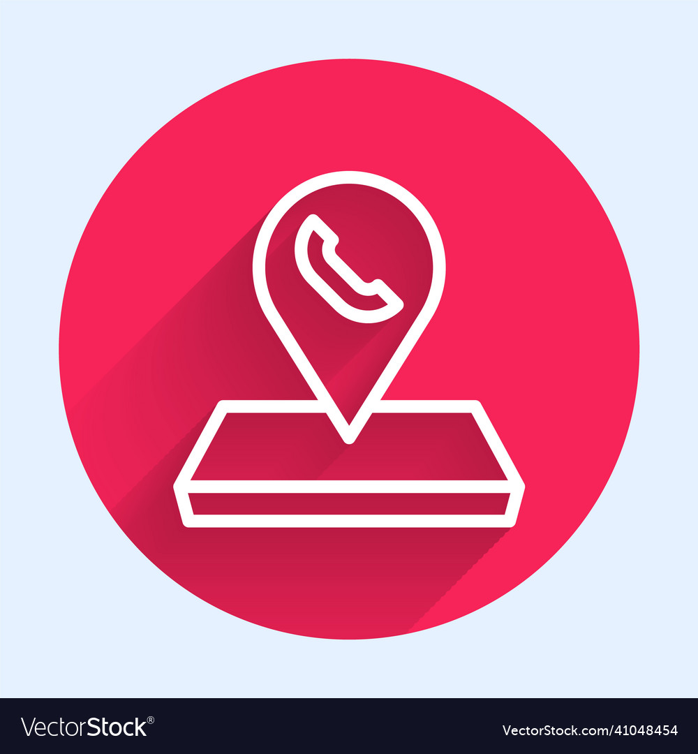 White line map pointer with telephone vector image White line map pointer with telephone