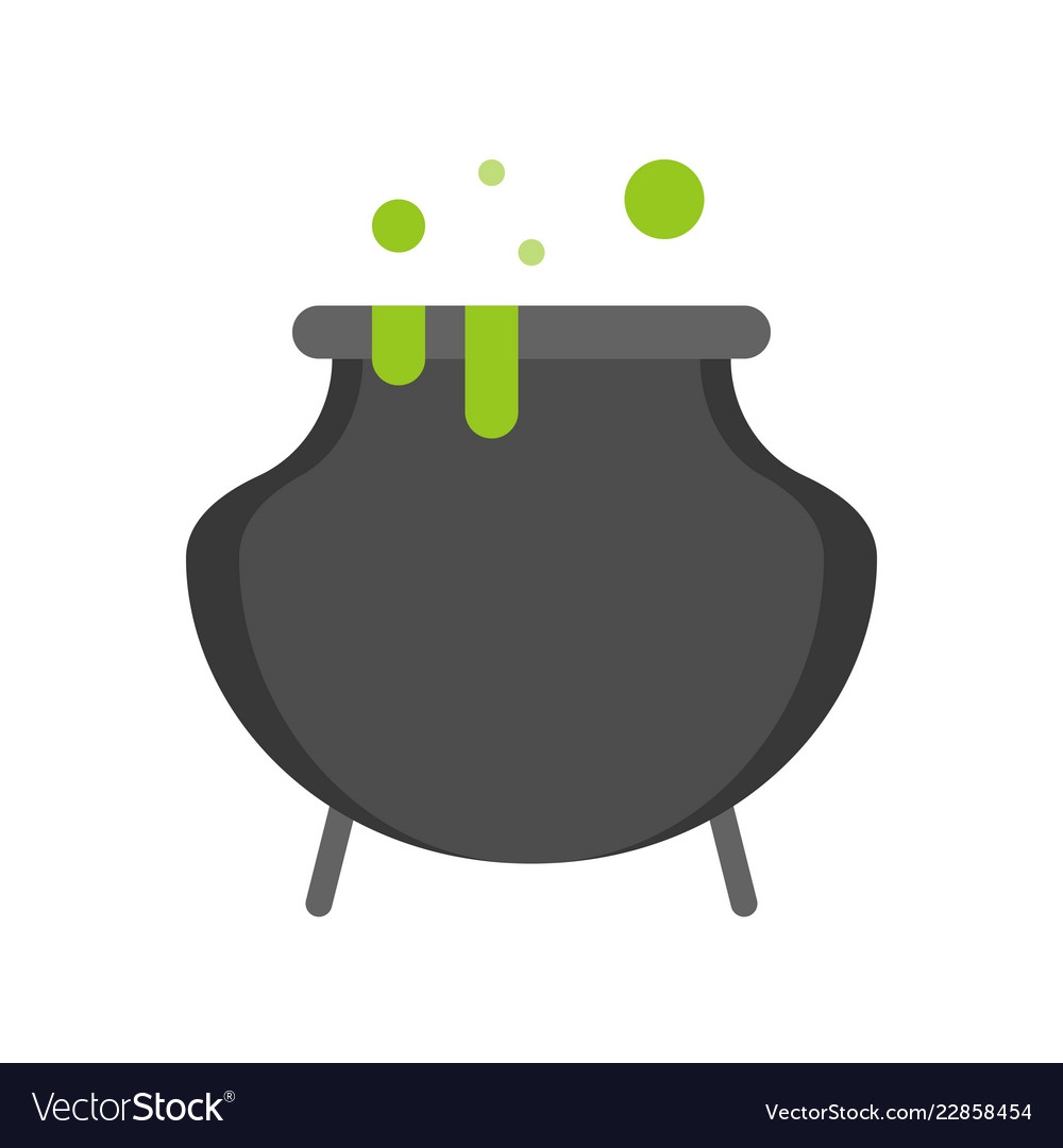 Witch cauldron halloween related icon flat design