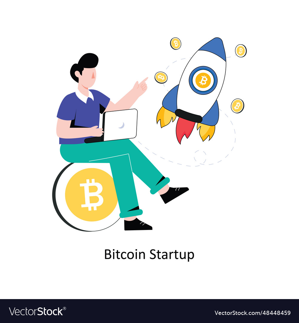 Bitcoin startup flat style design