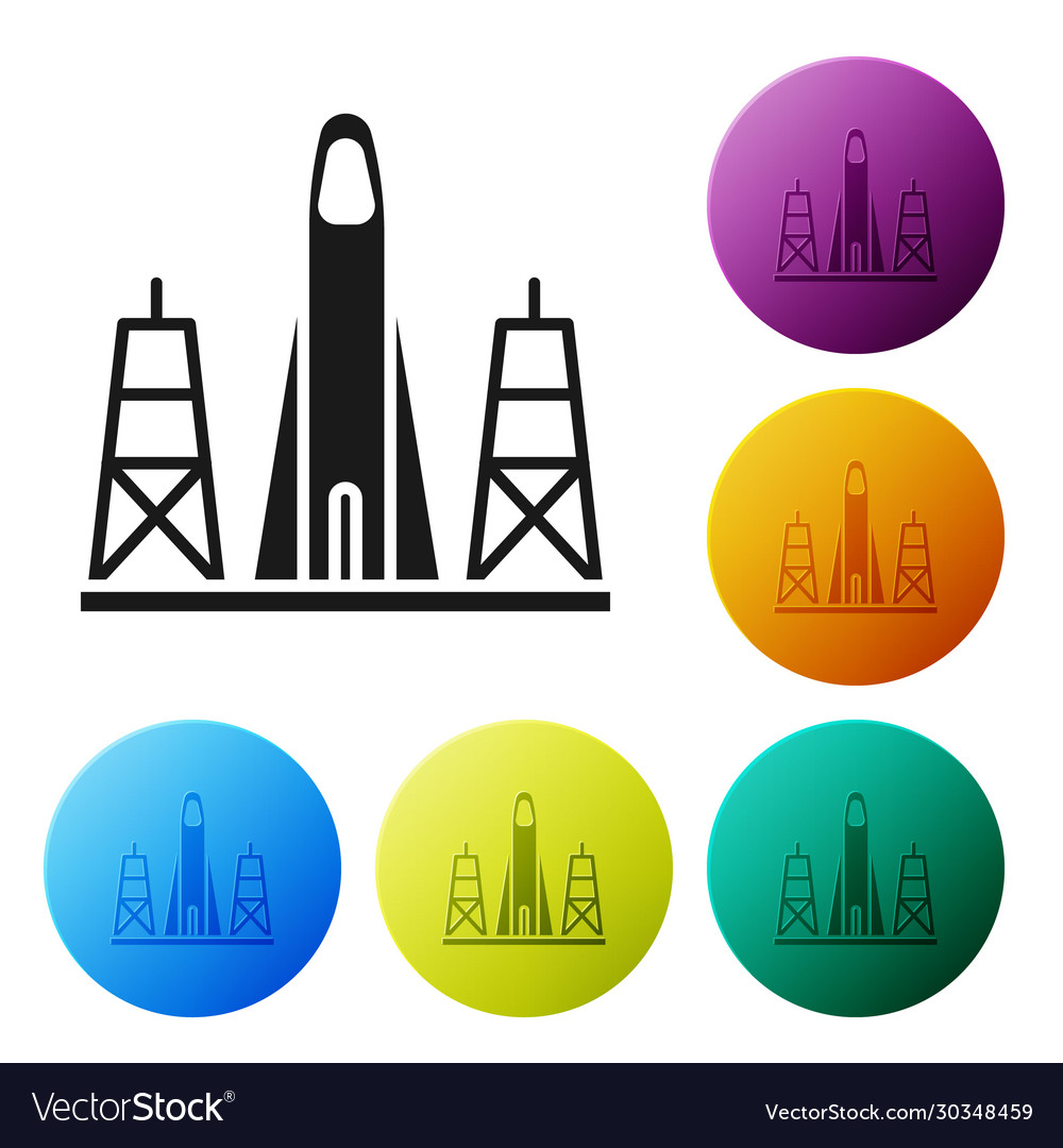 Schwarze Rakete Start von Spaceport Symbol