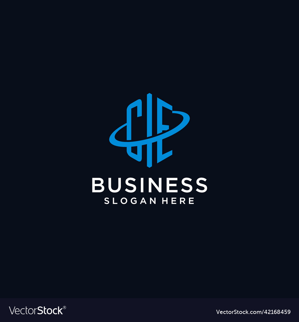 Ce initial monogram logo with hexagonal shape