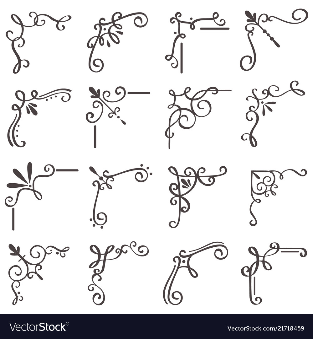 Decorative swirls corners scroll corner Royalty Free Vector