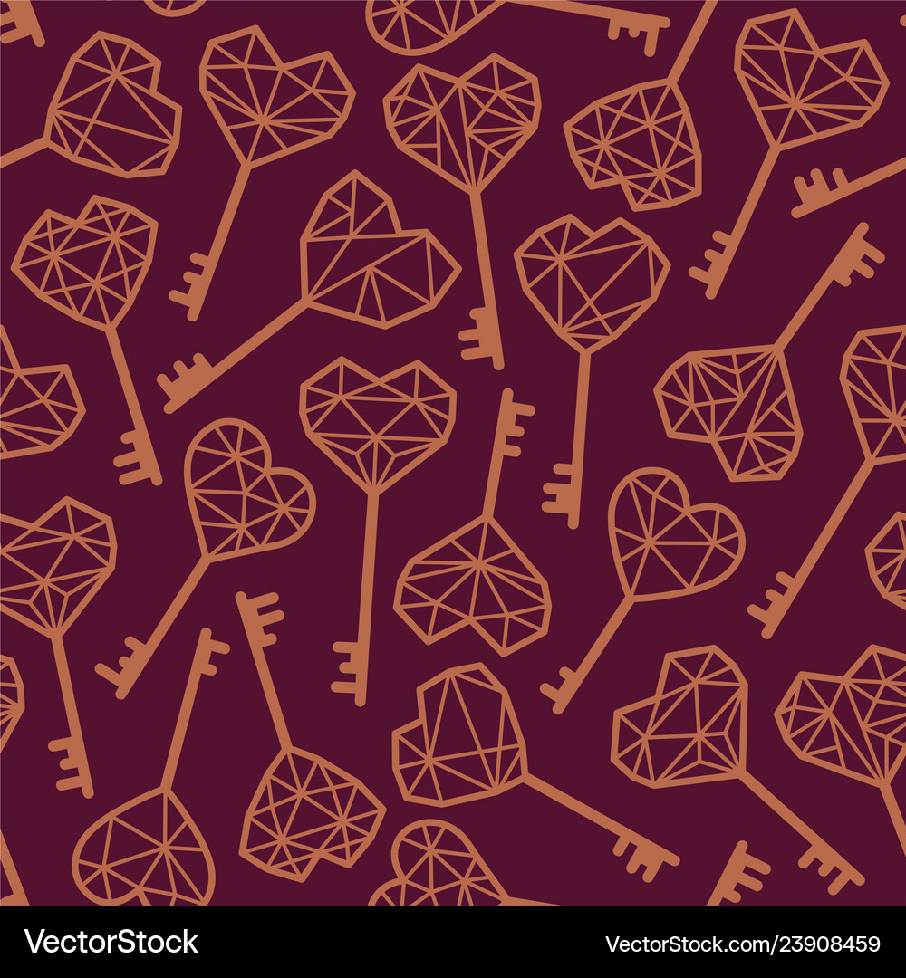 Heart Key Seamless Pattern Royalty Free Vector Image