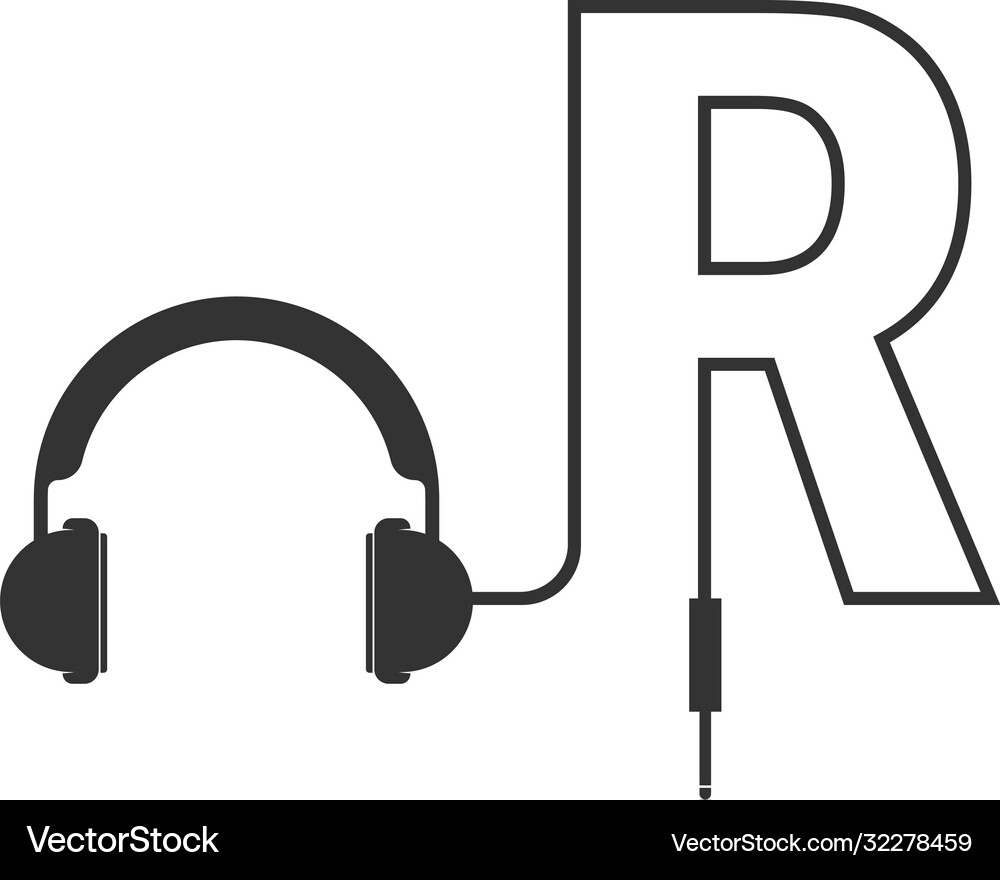 Letter r and podcast logo Royalty Free Vector Image