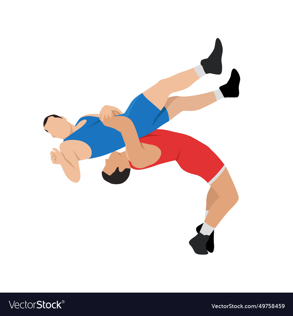 Man freestyle wrestling figures of athletes in Vector Image