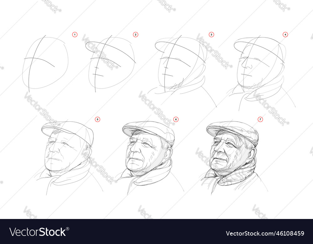 Page shows how to learn draw sketch a portrait vector image Page shows how to learn draw sketch a portrait