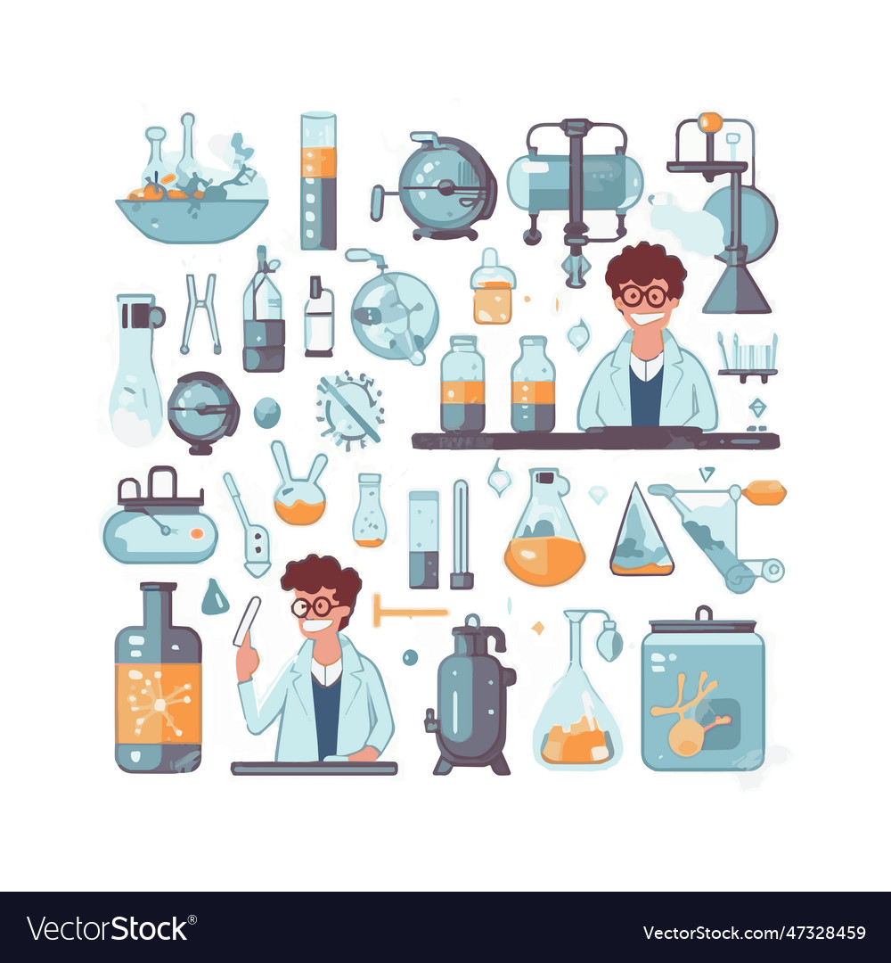 Scientists with simple characters Vector Image Scientists with simple characters