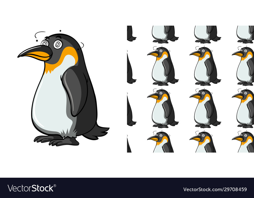 Seamless background design with dizzy penguin