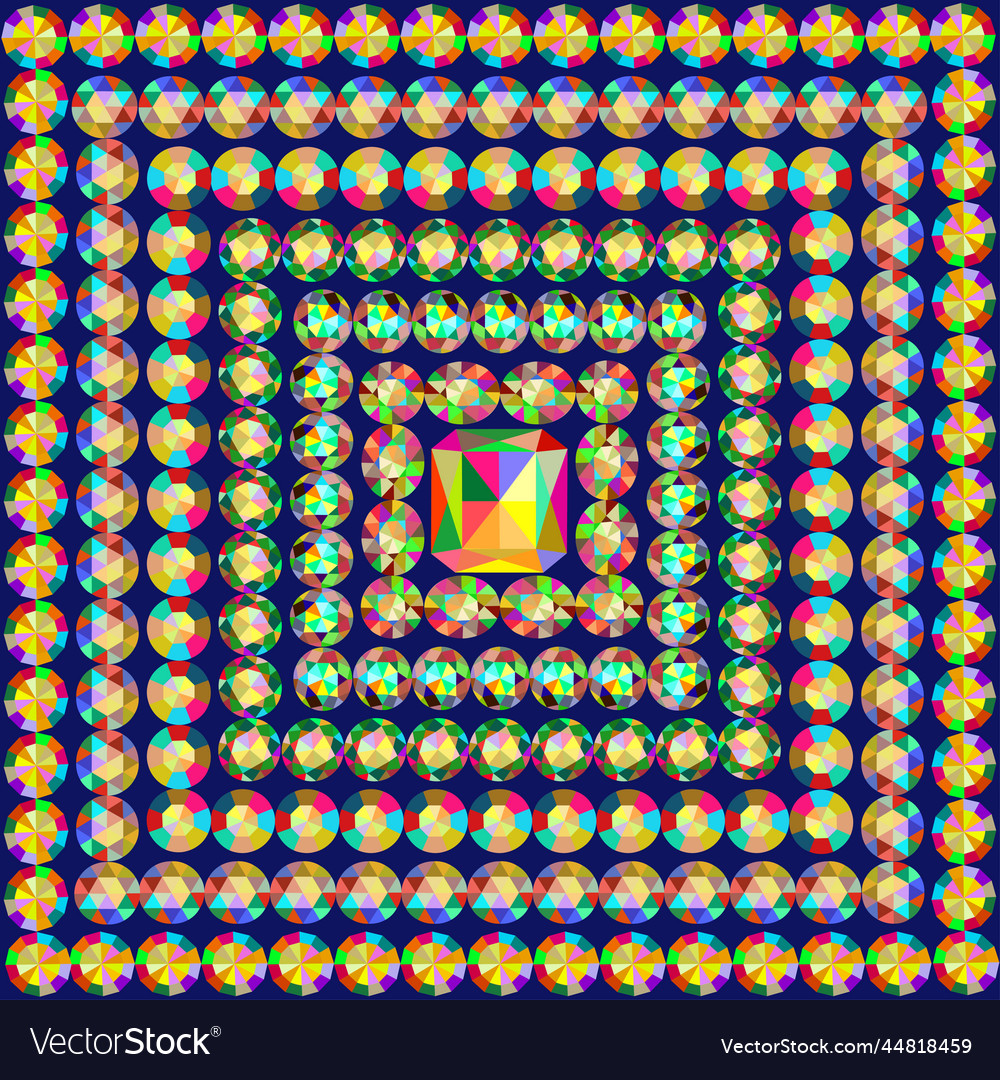 Seamless pattern with gems set of square frames