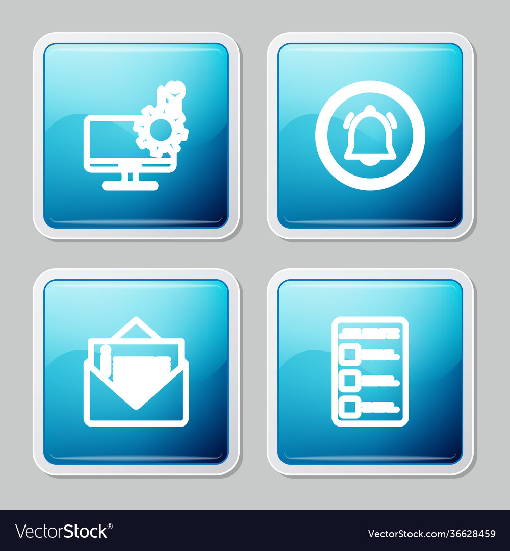 Set line computer monitor service button chat vector image Set line computer monitor service button chat